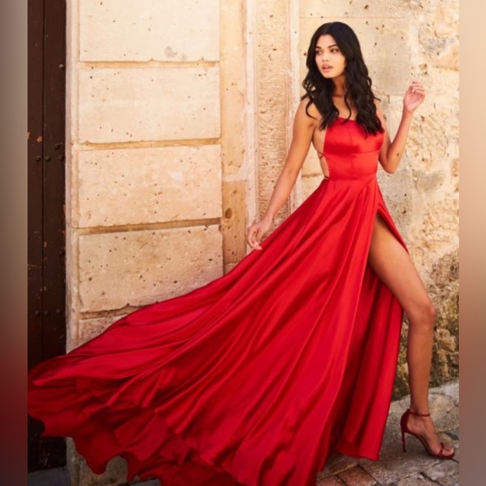 Elegant Red Satin Gown